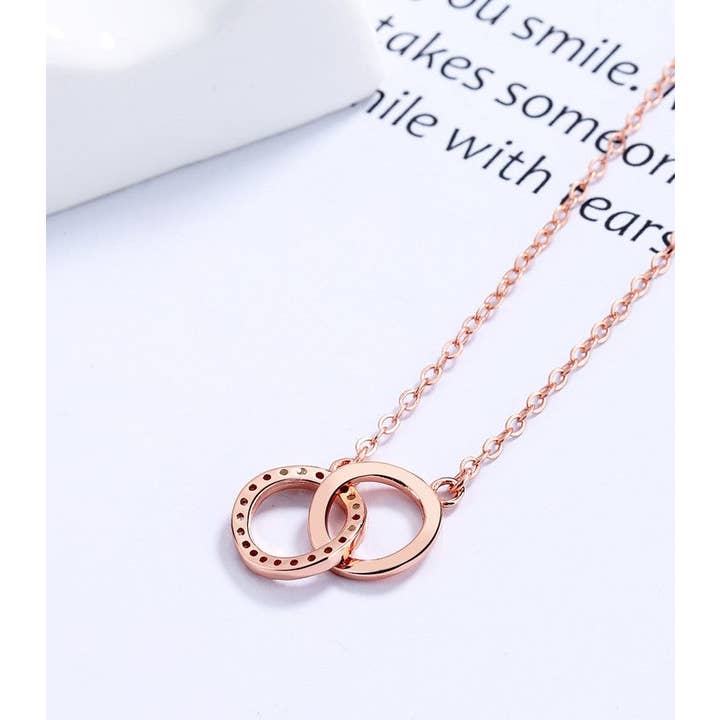 AK Brand - Wholesale Pendant/Charm Necklace - Interlocked Circles 925 Sterling Silver Necklace3