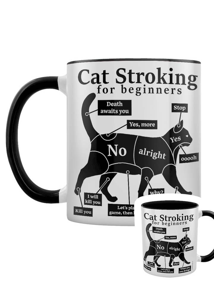 Cat Stroking For Beginners - Tazza interna nera bicolore per la vendita all'ingrosso da parte di Grindstore
