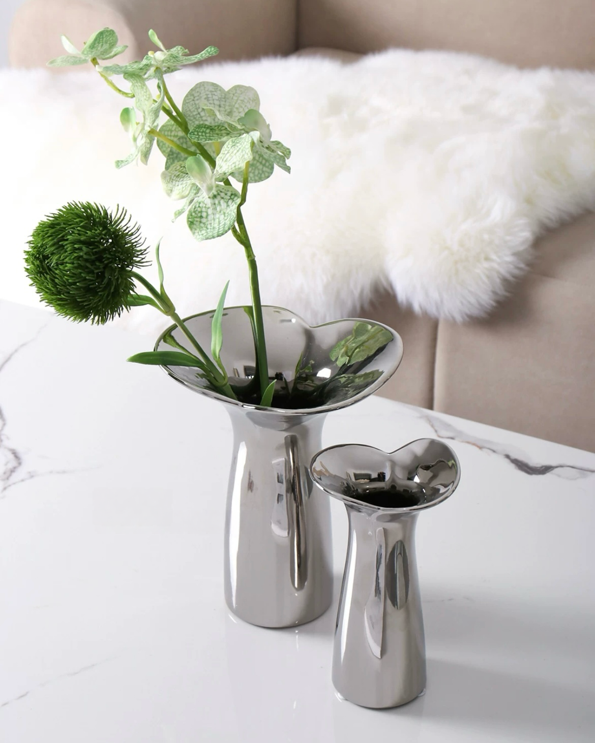 INSPECIAL HOME - Wholesale Vase - Handmade Modern Silver Bloom Vase, Ceramic Centrepiece6