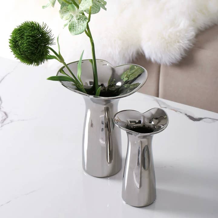 INSPECIAL HOME - Wholesale Vase - Handmade Modern Silver Bloom Vase, Ceramic Centrepiece6