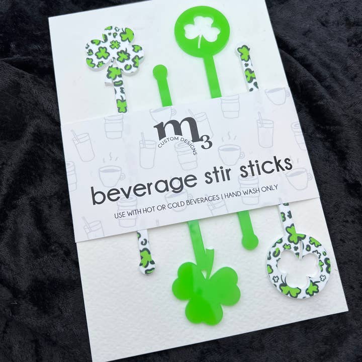 Lot de 4 bâtonnets à mélanger pour boissons pour la Saint-Patrick pour la vente par Little Blue Jewelry + Displays by M3 Custom Designs