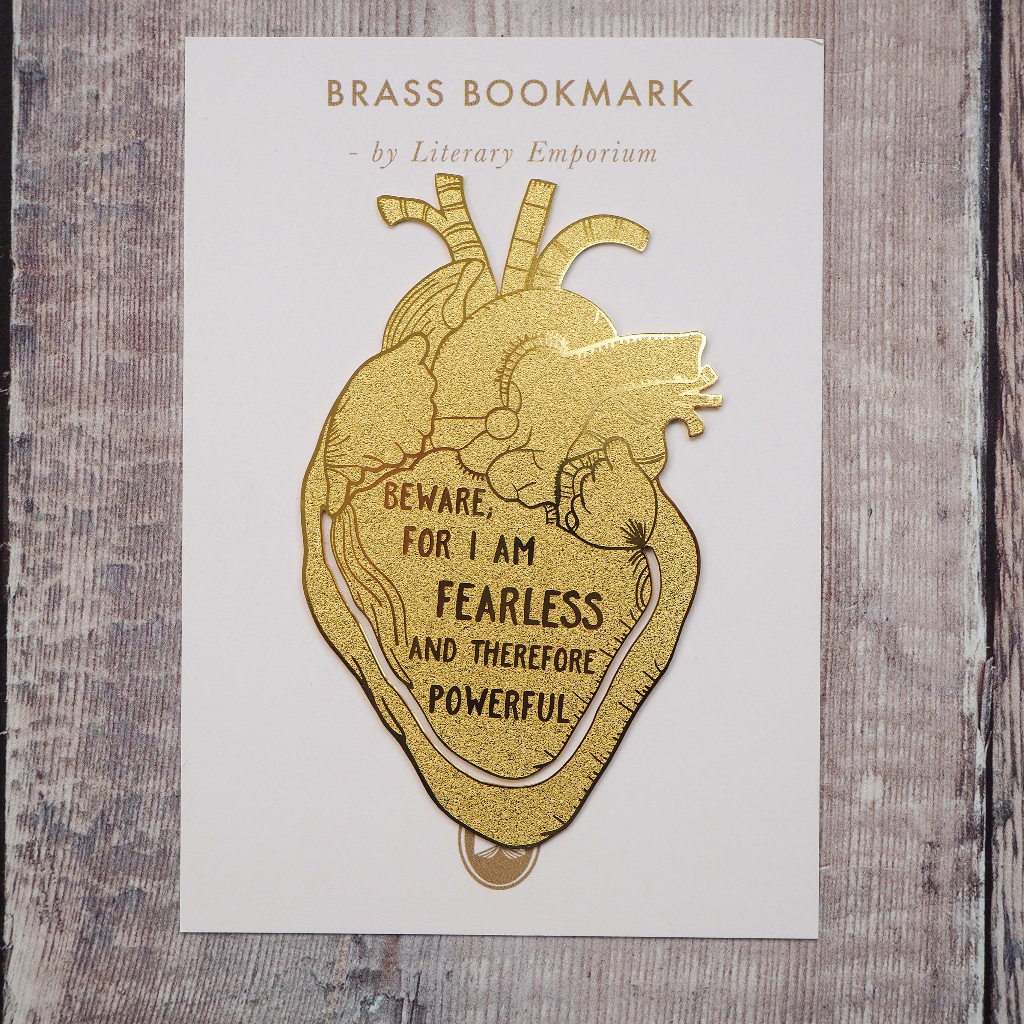 LiteraryEmporium - Wholesale Bookmark - Frankenstein Anatomical Heart Brass Bookmark Mary Shelley2