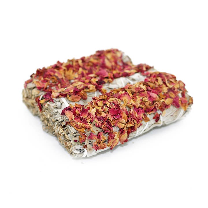 Designs by Deekay Inc. - Wholesale Smudge Stick - 'Wild Rose' Floral White Sage Smudge Stick (4 in.)1
