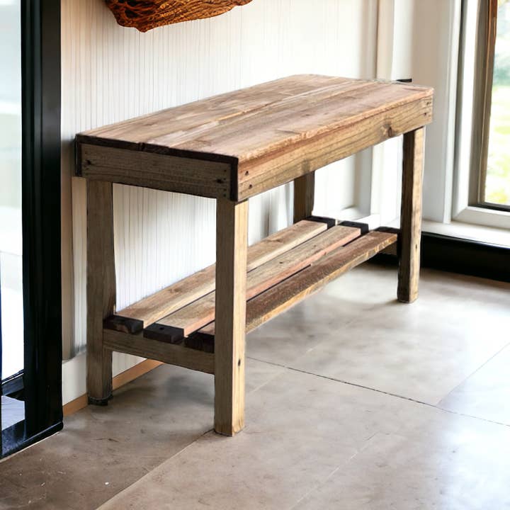 Intrinsic Haven – wholesale Bench – Farmhouse Rustic 1-Shelf Entryway Bench