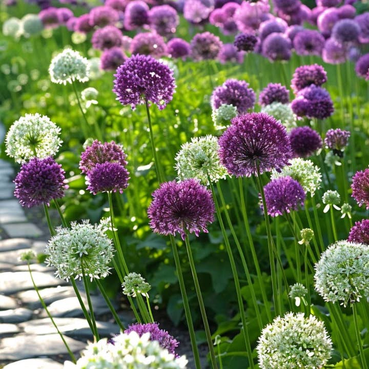 Oasis of Life - Wholesale Plant seeds - Allium bulbs – 15 flower bulbs – Purple & White mix – Flower bulbs for garden & bed – Ornamental garlic with purple and white flowers – Hardy spring bloomers4