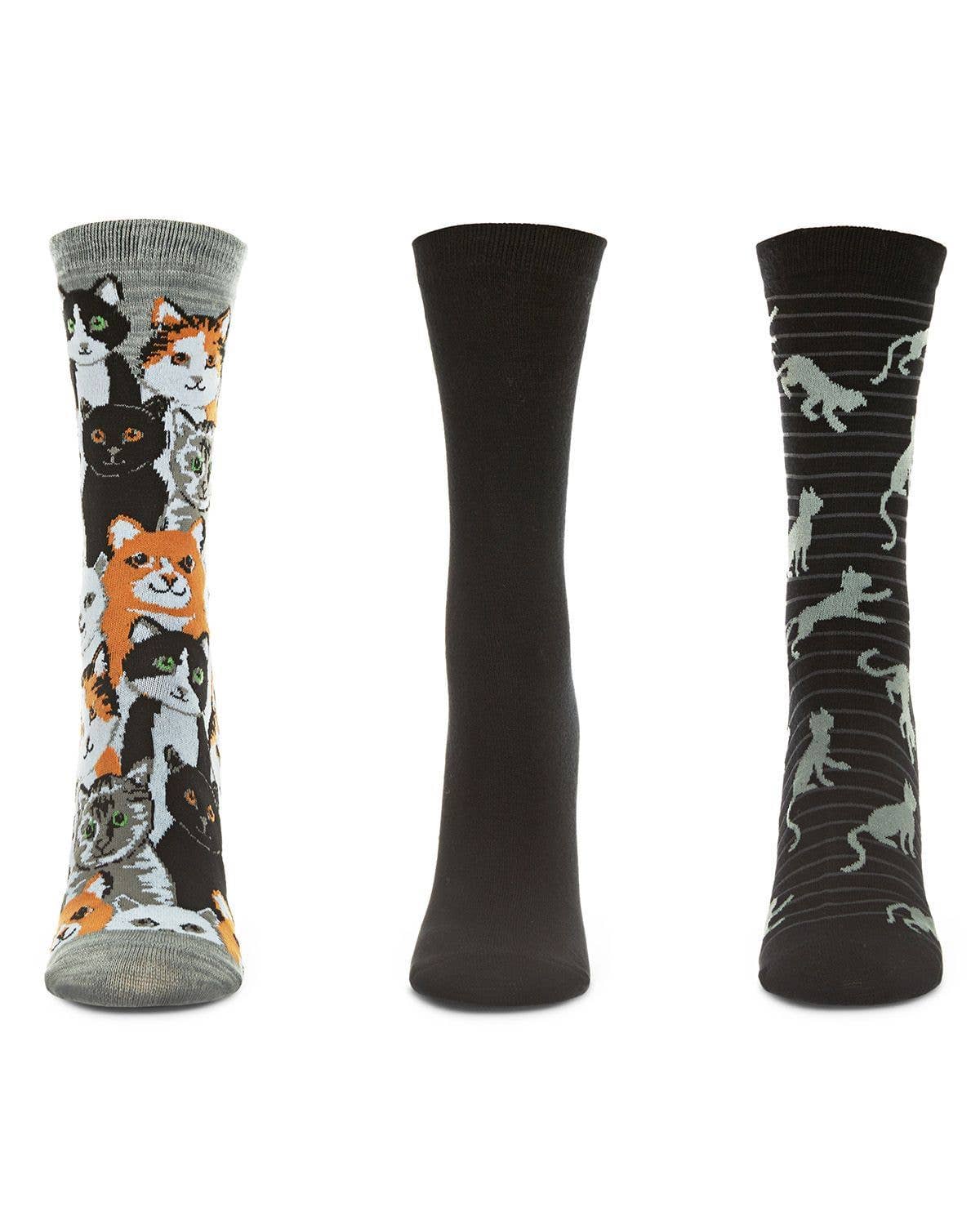 Infinity Classics International Inc. - Wholesale Socks - Women's - MeMoi Cats Montage Bamboo Crew 3 Pair Pack7