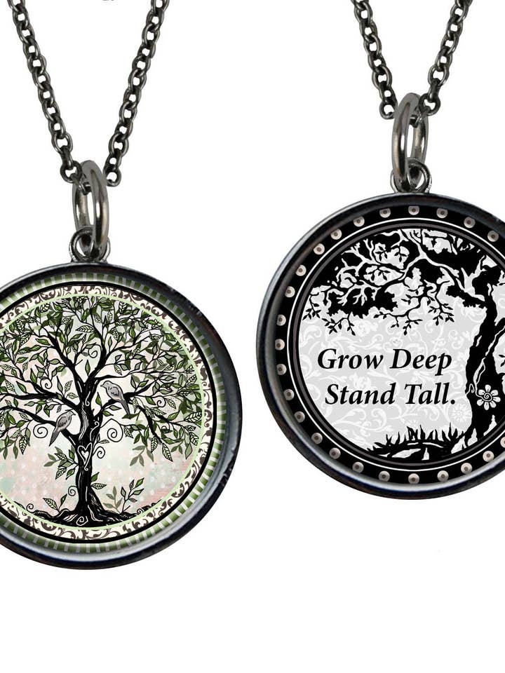Tree of Life Green Leaf Circular Pendant for wholesale by SPIRIT LALA LLC