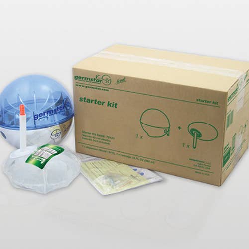 32oz Starter-Kits Chrom/Blau mit 32oz Citrus-Nachfüllpack für den Großhandel von Germstar