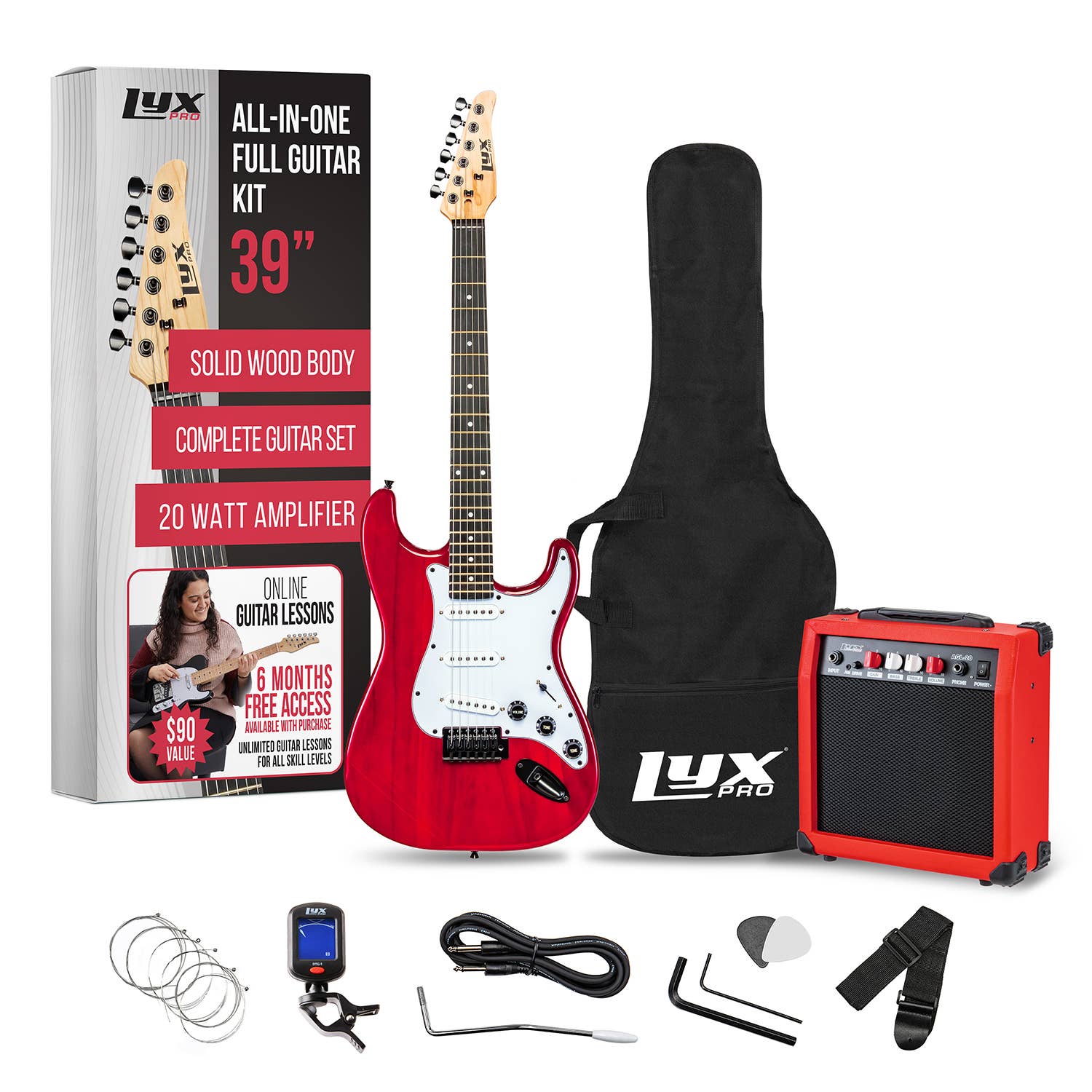 LyxPro - Wholesale Musical Instrument - Beginner 39” Electric Guitar Kit & Starter Set Accessories12