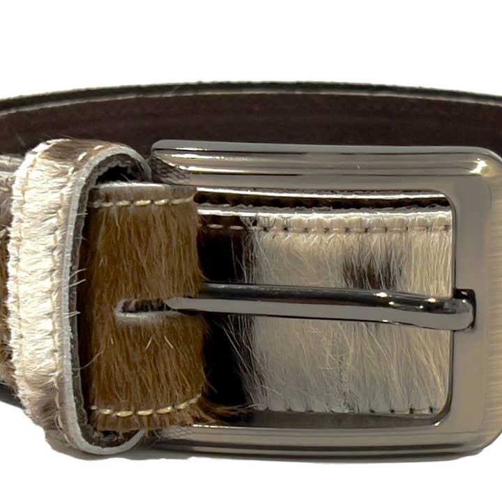 HAARLEM Homem KUZE 16560 Cinto em Pele Castanho & Branco por atacado de HAARLEM