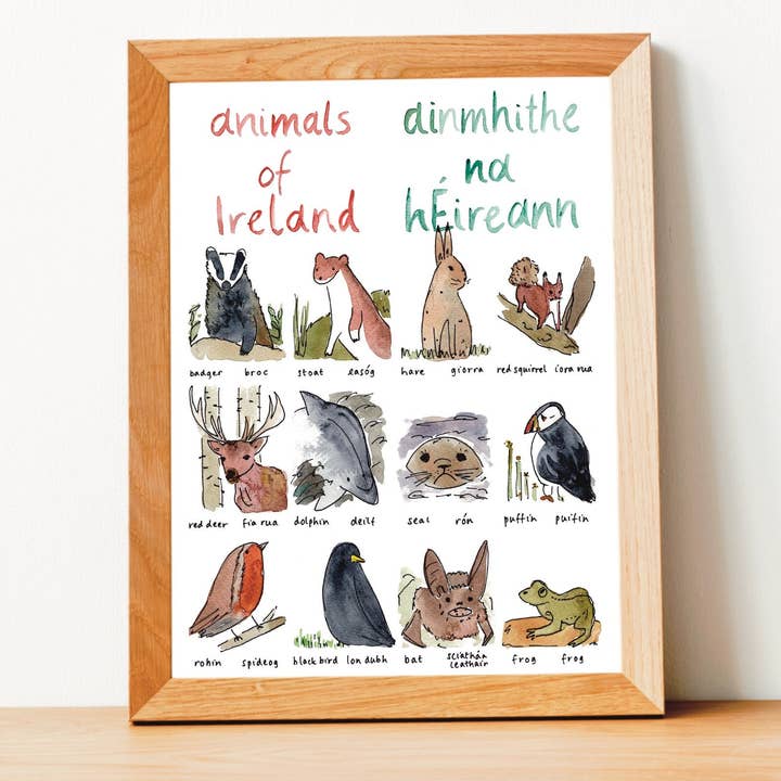 Lot de six imprimés nature irlandaise A4 — Gaeilge, Irlandais, Nurser pour la vente par Hannah Lloyd Art