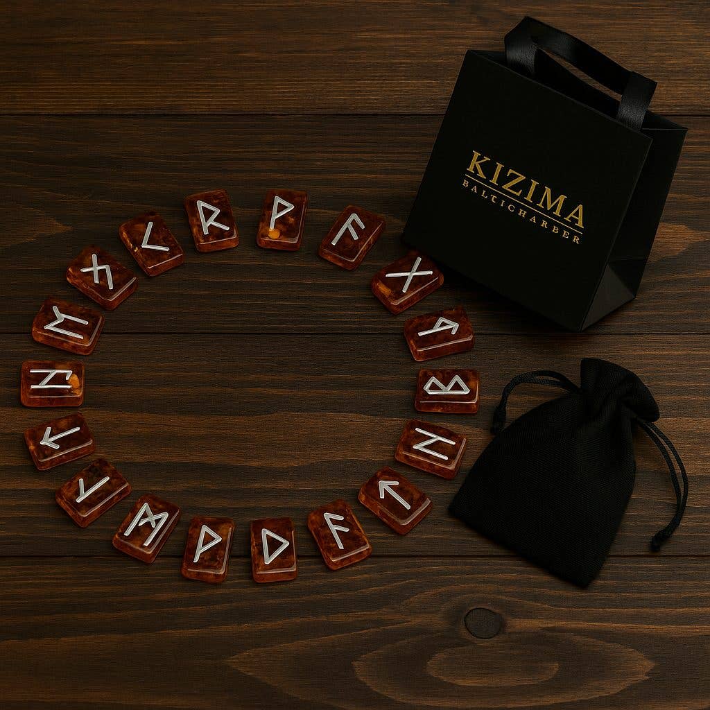 KIZIMA – wholesale Spiritual stone/crystal – USA Baltic Amber Rune Set - Spiritual Gift Rune Amber stones set Handmade in New York from Baltic amber9