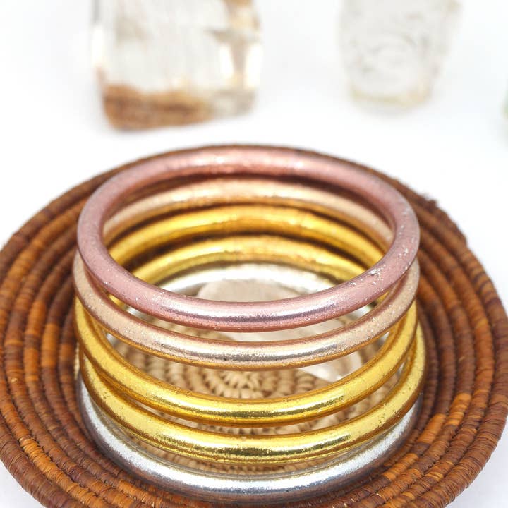 Woman Shops World - Wholesale Bangle Bracelet - Single Thai Buddhist Temple Bracelet, Mantra Bangle, Metals