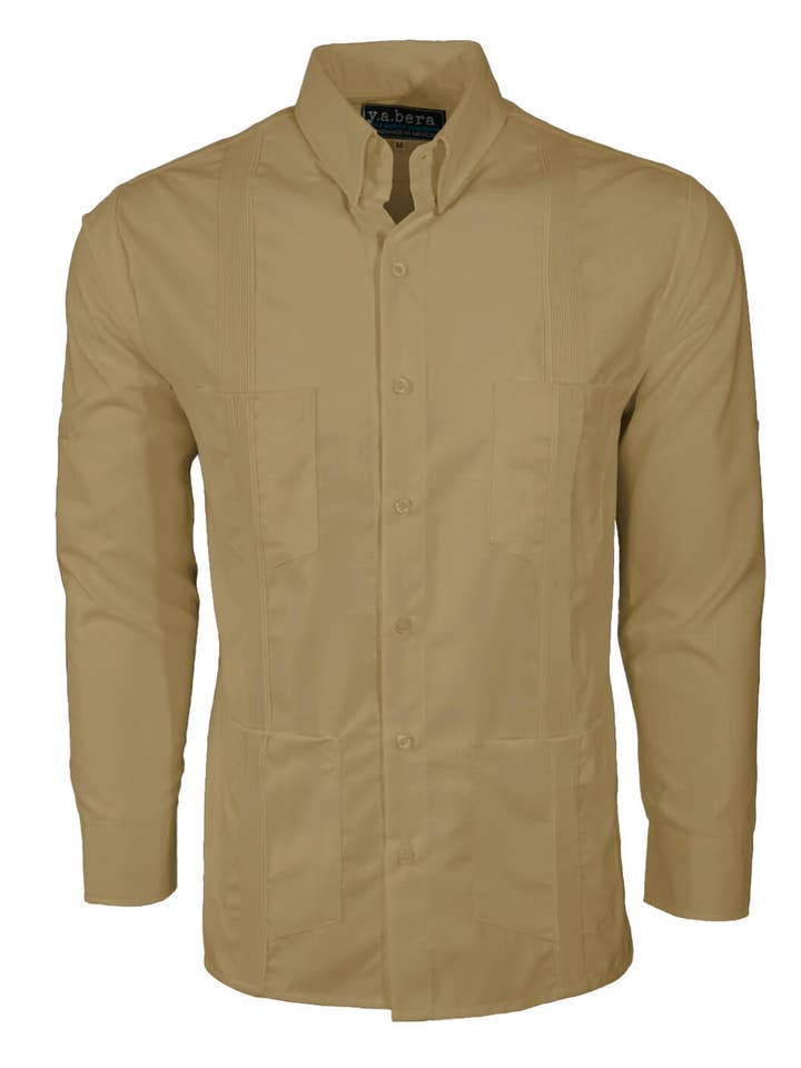 Dschungel-Khaki Vier-Taschen Traditionelle Guayabera für den Großhandel von Y.A.Bera Clothing Modern Guayaberas