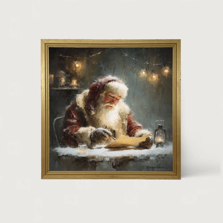 ginger blue - Wholesale Christmas Wall Art - Santa Making his List13