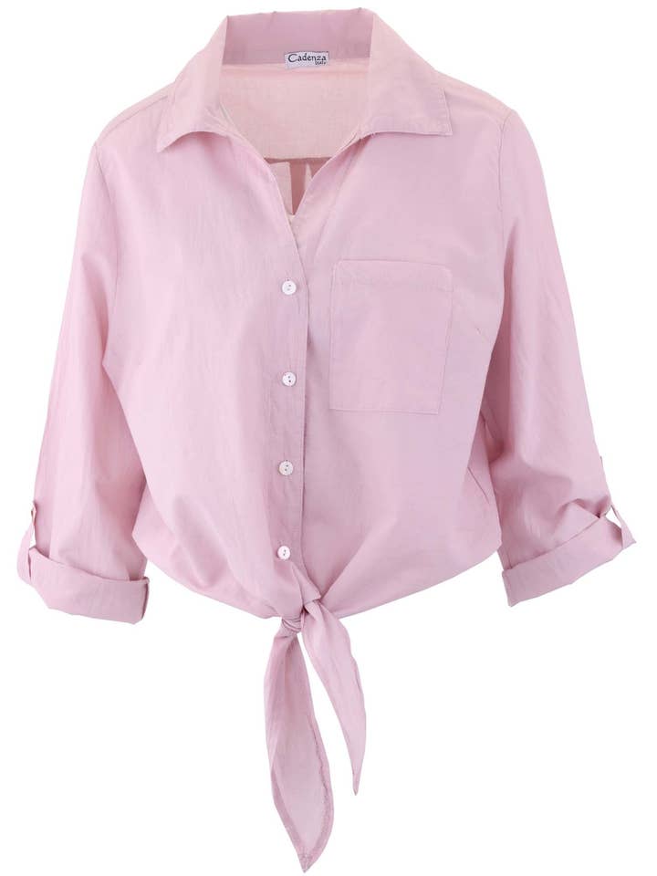Cotton Tie Front Shirt for wholesale by Cadenza Italy Ltd