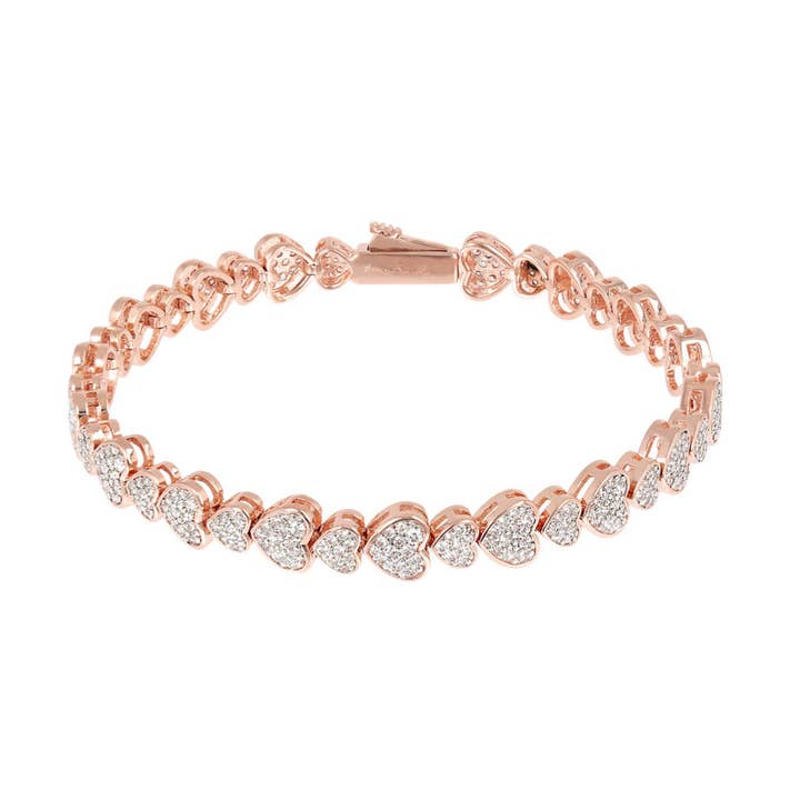 Tennisarmband mit Pavé-Herzen aus kubischen Zirkonia für den Großhandel von Bronzallure