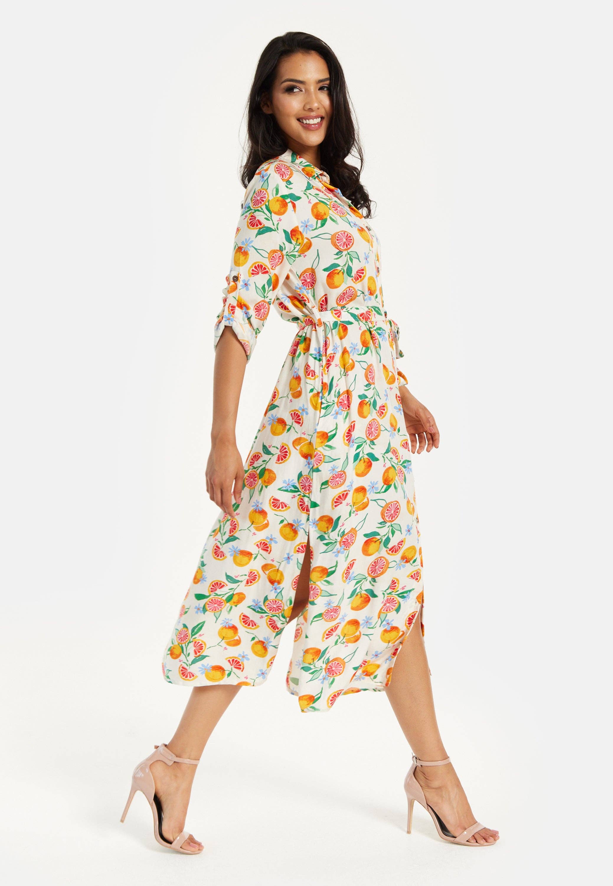 Multi coloured Liquorish Fruit Print Button Through Shirt Dress for wholesale on Faire5