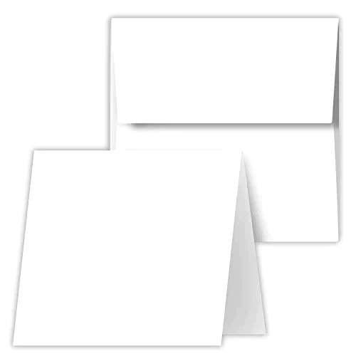 Fine Cardstock – Engroshandel Brevpapir/sæt med noteskort – Firkantede lykønskningskortsæt - Hvide tomme halvfoldede kort med konvolutter - Fantastisk til hilsner, tak og invitationskort | 5,25 x 5,25 tommer kort med 5,5 x 5,5 konvolutter | 25 sæt pr. Pakke
