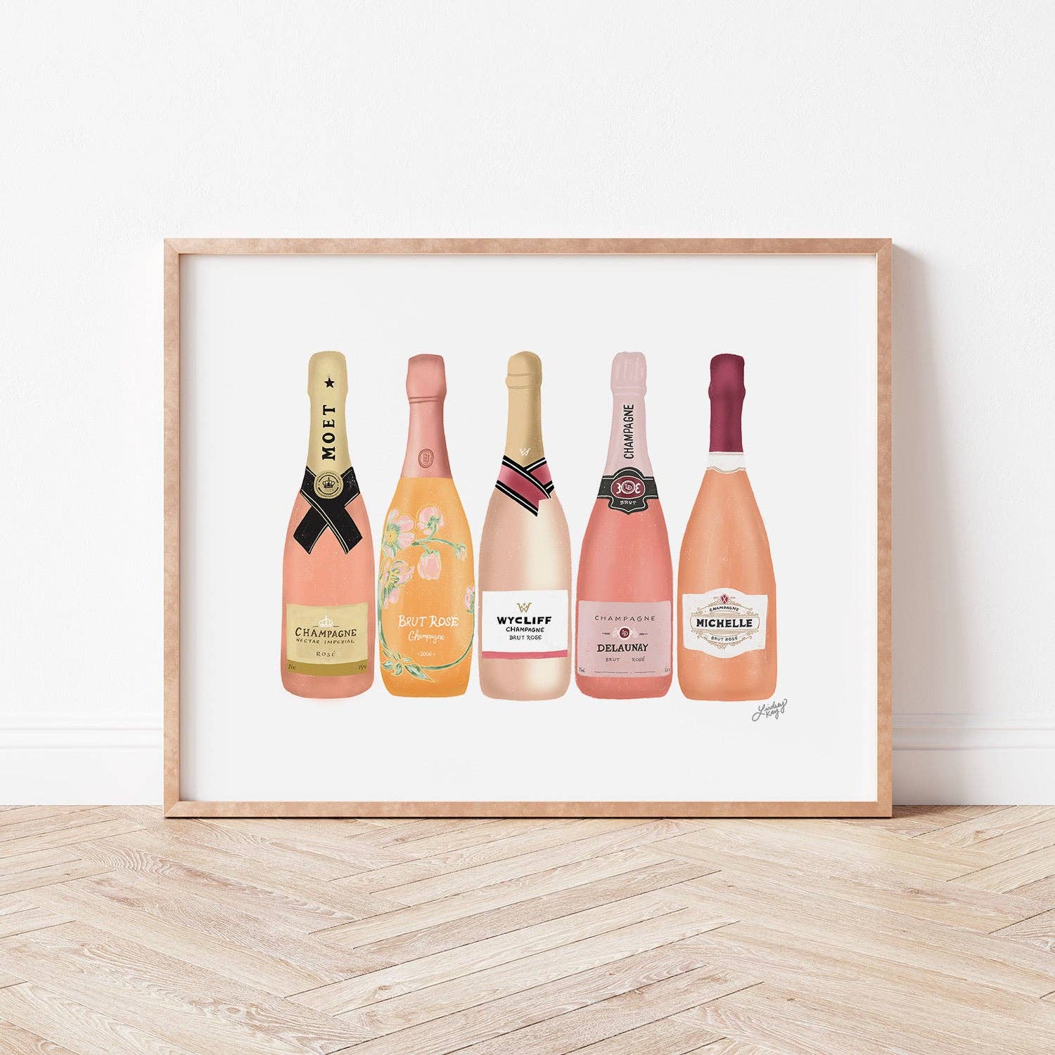 Lindsey Kay Collective - Wholesale Art Print - Rose Champagne Bottles - Art Print4