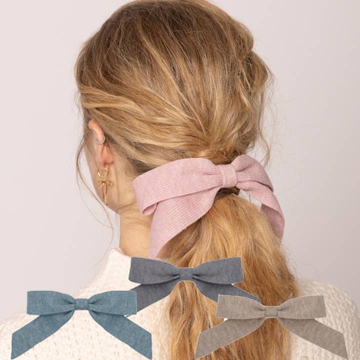 Knit Bow Knot Hair Barrette Clip for wholesale by Fashion City