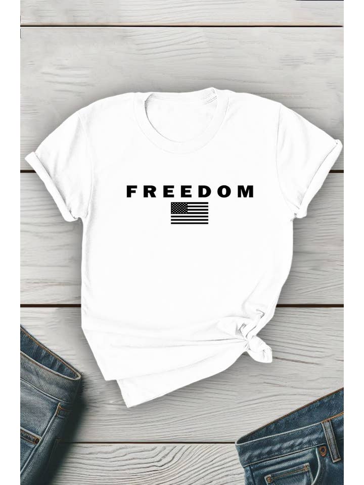 Top Avenue - Wholesale T-Shirt (Graphic) - Unisex - Freedom Flag Unisex Round Neck Tee