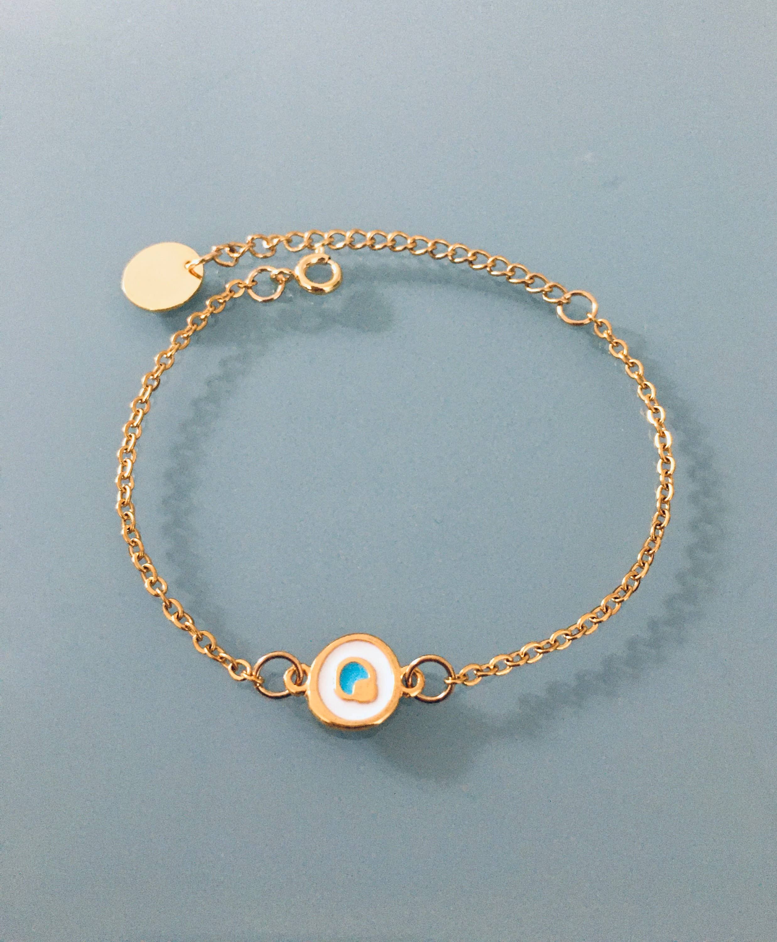 Clovers - Vendita all'ingrosso Braccialetto con ciondolo/pendente - Bracciale con occhio greco placcato in oro 24k per donna0