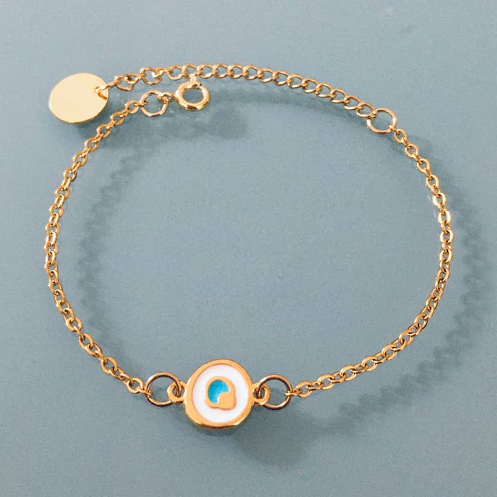 Clovers - Vendita all'ingrosso Braccialetto con ciondolo/pendente - Bracciale con occhio greco placcato in oro 24k per donna0