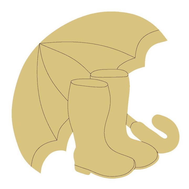 Umbrella And Boots Design By Lines Unfinished Wood Cutout St for wholesale by Diverse Woodworking