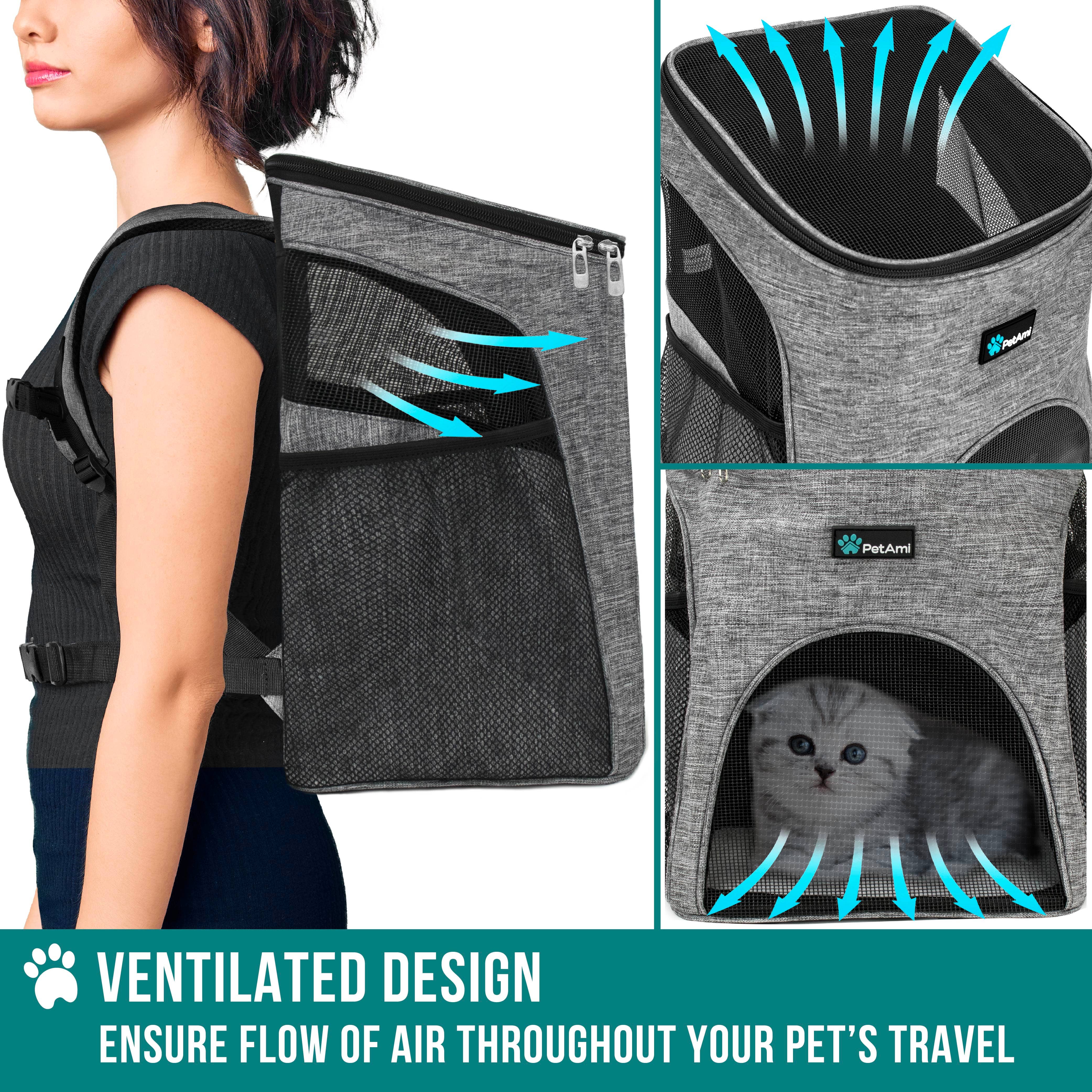 PetAmi - Vente Caisse de transport – chat et chien - Sac à dos pour animal avec entrée unique classique35
