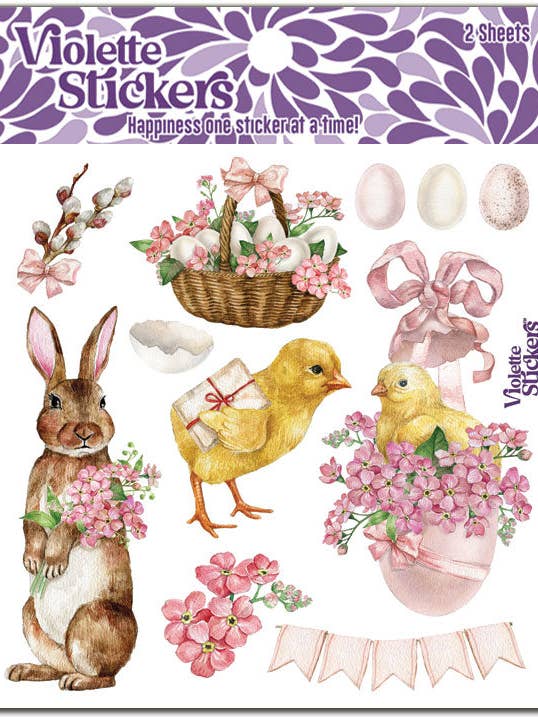 K209 Pink Easter Stickers for wholesale by Violette Stickers