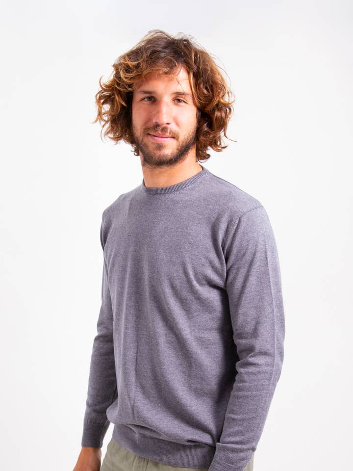 Cashmere-Cotton Classic Sweater - Grey for wholesale by ARMAZÉM DAS MALHAS