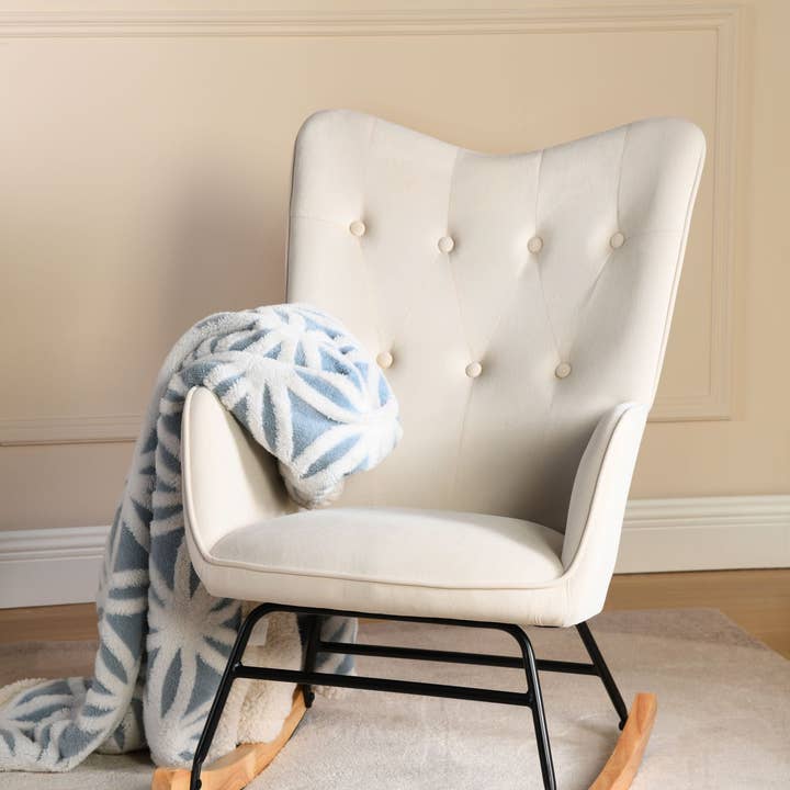 Urban Meuble - Wholesale Rocking Chair - Rocking chair off-white velvet EPPING SMALL VELVET BEIGE4