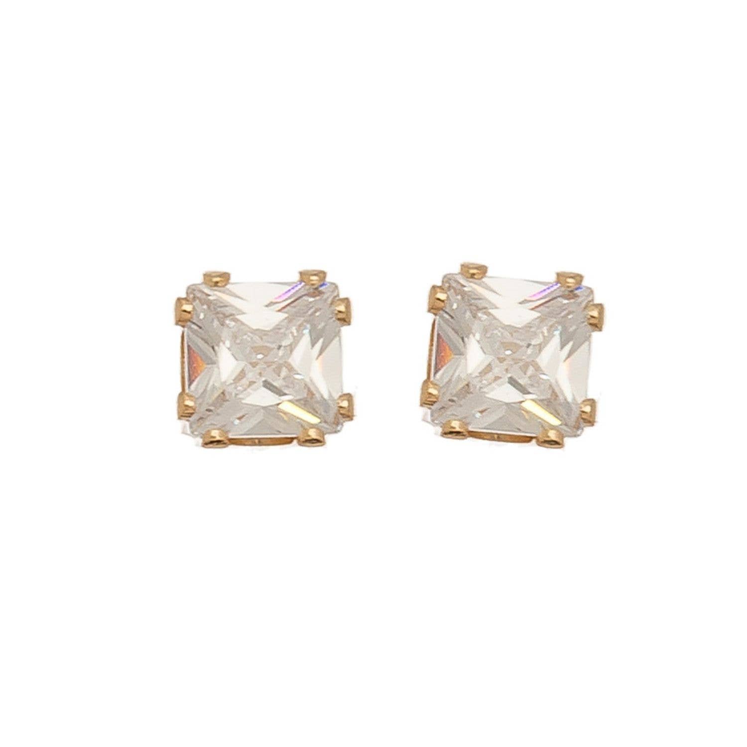 Howard's - Wholesale Stud/Post Earrings - 6mm Large Square Cubic Zirconia Ear Sense Stud Earrings2