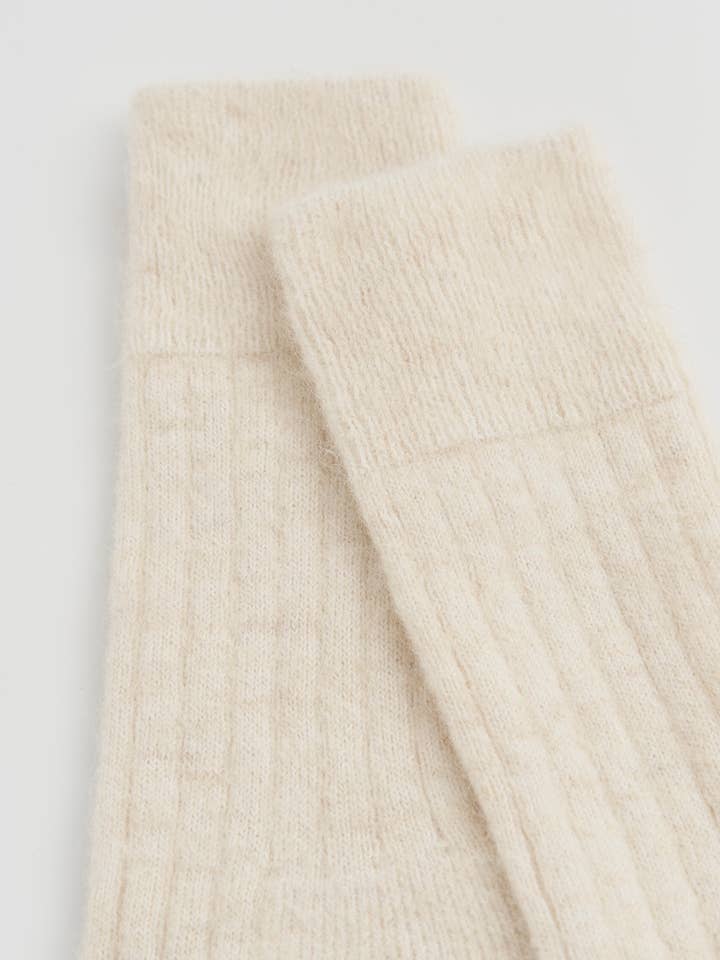 Pairs Socks – Engroshandel Strømper - Unisex – Clotted Cream Ultra Bløde Alpaka Ribstrikkede Senge Sokker2