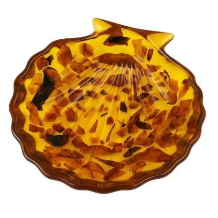 Handmade Plate Decorative Shell with Amber stones Home Decorating gift for Mother's Day for wholesale by KIZIMA