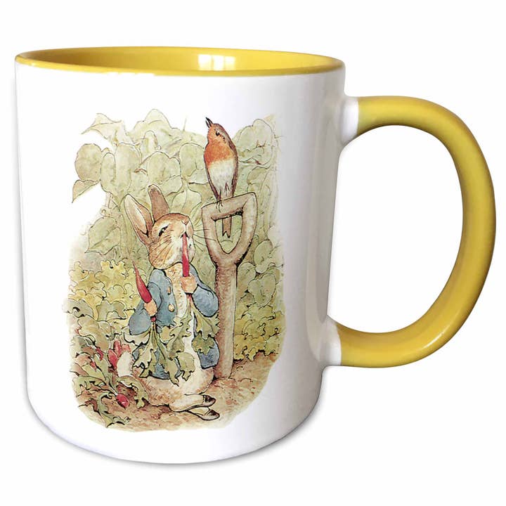 11 oz tofarvet gult krus Peter Kanin i haven - Vintag for engroshandel hos 3dRose