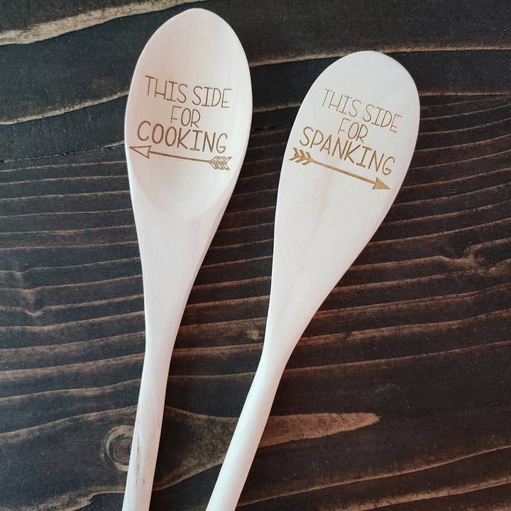 Little North Boutique - Vente Cuillère de cuisine - Cuillère en bois, cuillère à fessée et cuillère de cuisine, cuillère en bois, 2 faces, cadeau, design en bois
