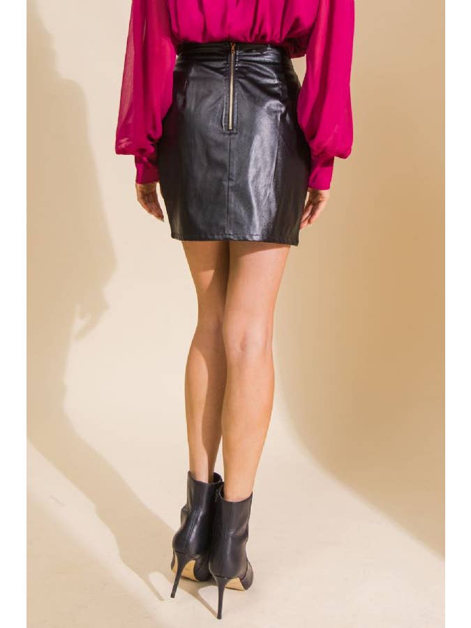 BLACK A faux leather pencil skirt -AK1169-A for wholesale on Faire3