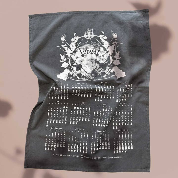 2026 Moon Calendar Hand Printed Color BLACK for wholesale by Planetarium