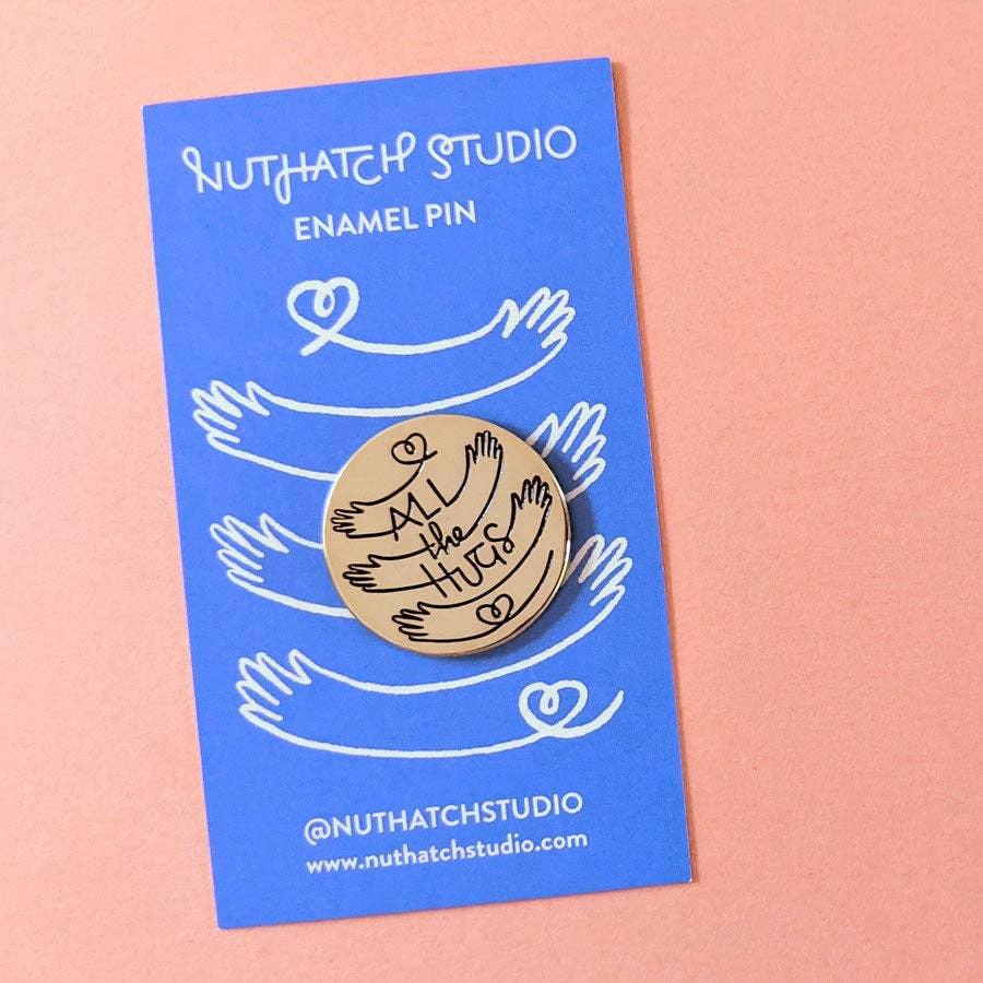 Nuthatch Studio - Wholesale Lapel Pin/Button - All the Hugs Enamel Pin2