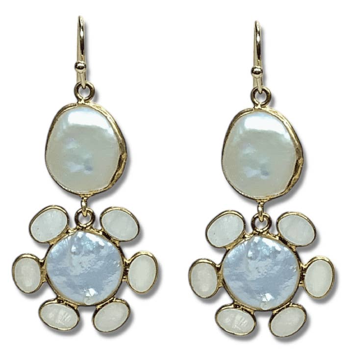 Mondstein-Blumenohrringe für den Großhandel von ADMK Jewelry