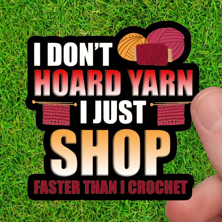 Virka klistermärke - Garn Shopping - Fiber Arts för wholesale av Dancing Dolphin Crafts