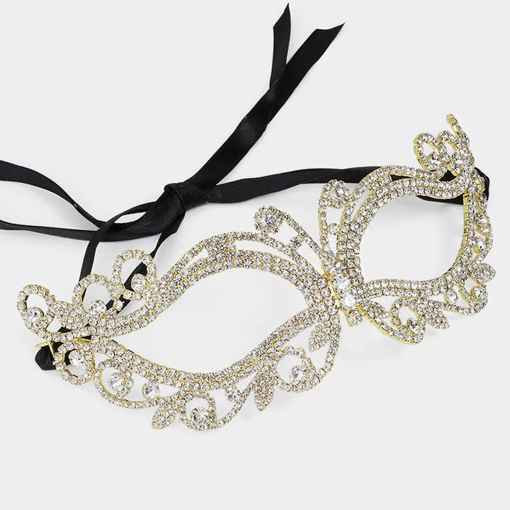 Sensibling Corp. - Wholesale Costume - Women's - Rhinestone Paved Cat Eye Masquerade Mask