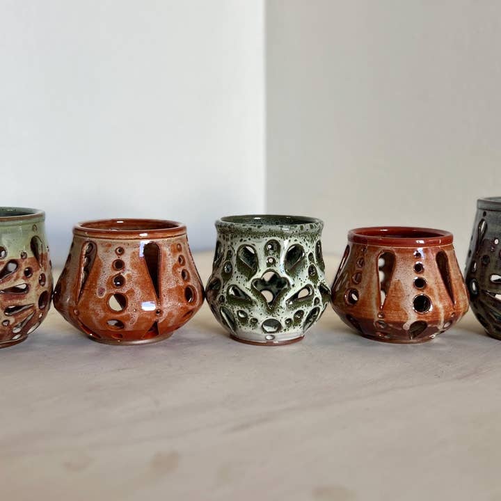 KF Stoneware - Wholesale Kaarsenhouder - Gesneden keramische votief, kaarsenhouder5