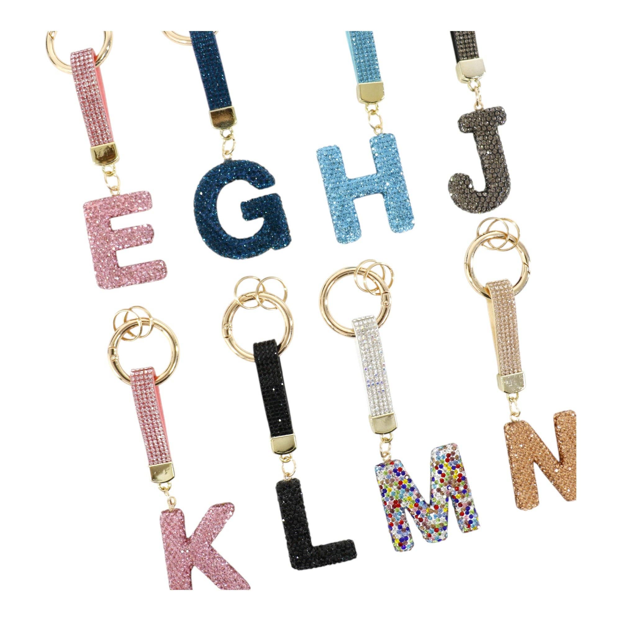 ASSORTED Rhinestone Alphabet Initial Letter Key Chain KC001..(12PC) for wholesale on Faire16