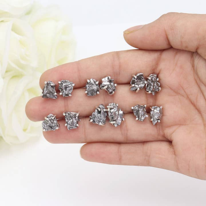 Jay Jools - Wholesale Stud/Post Earrings - Meteorite Stud Earrings: 925 Silver Unique Space Jewelry5