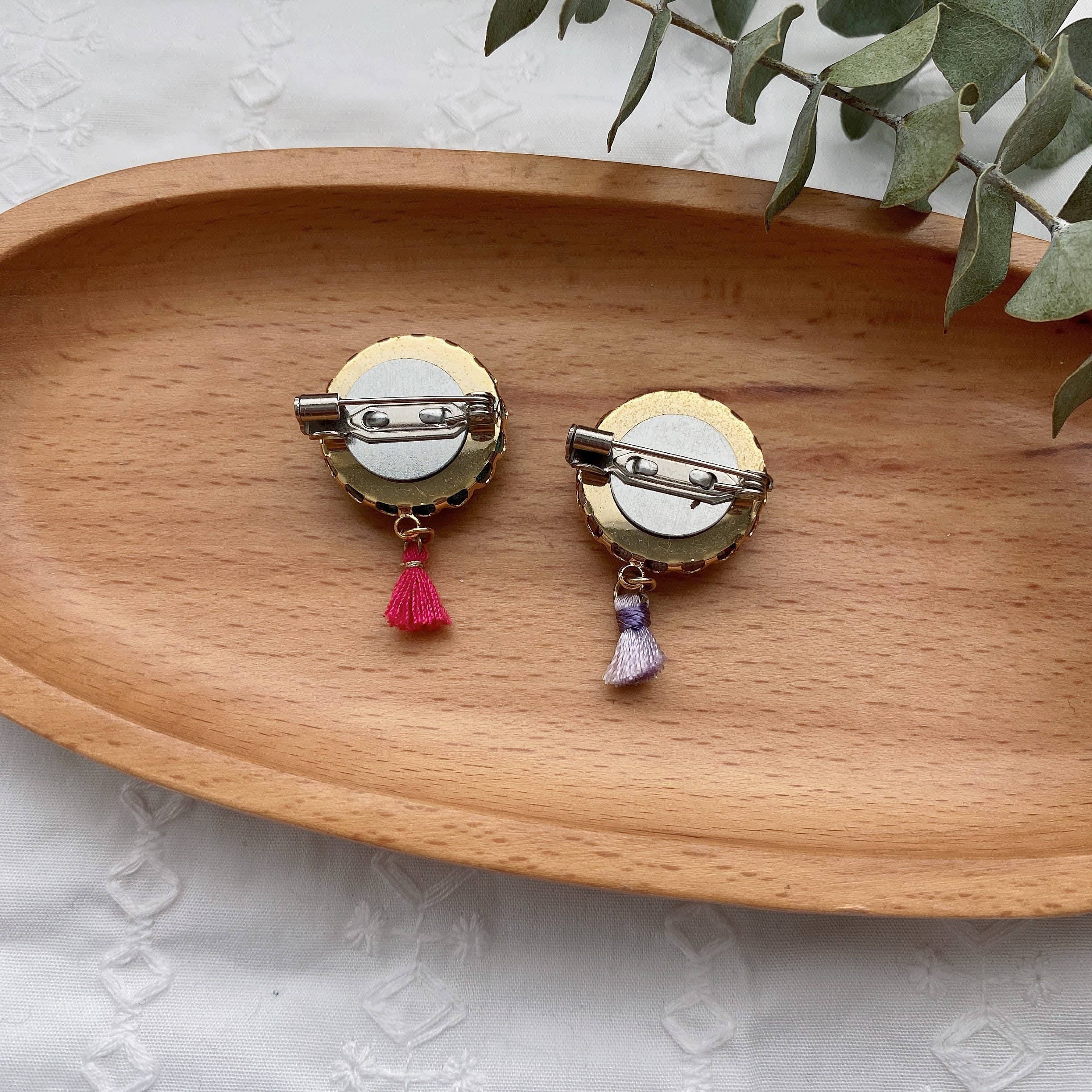 Giggle with Love – wholesale Brooch – Embroidery Brooch Pin| Handmade Flower Embroidered Pin|floral Jacket Brooch Pin| Small Floral Scarf Pin| Tote Pins |birds Brooch Pins7