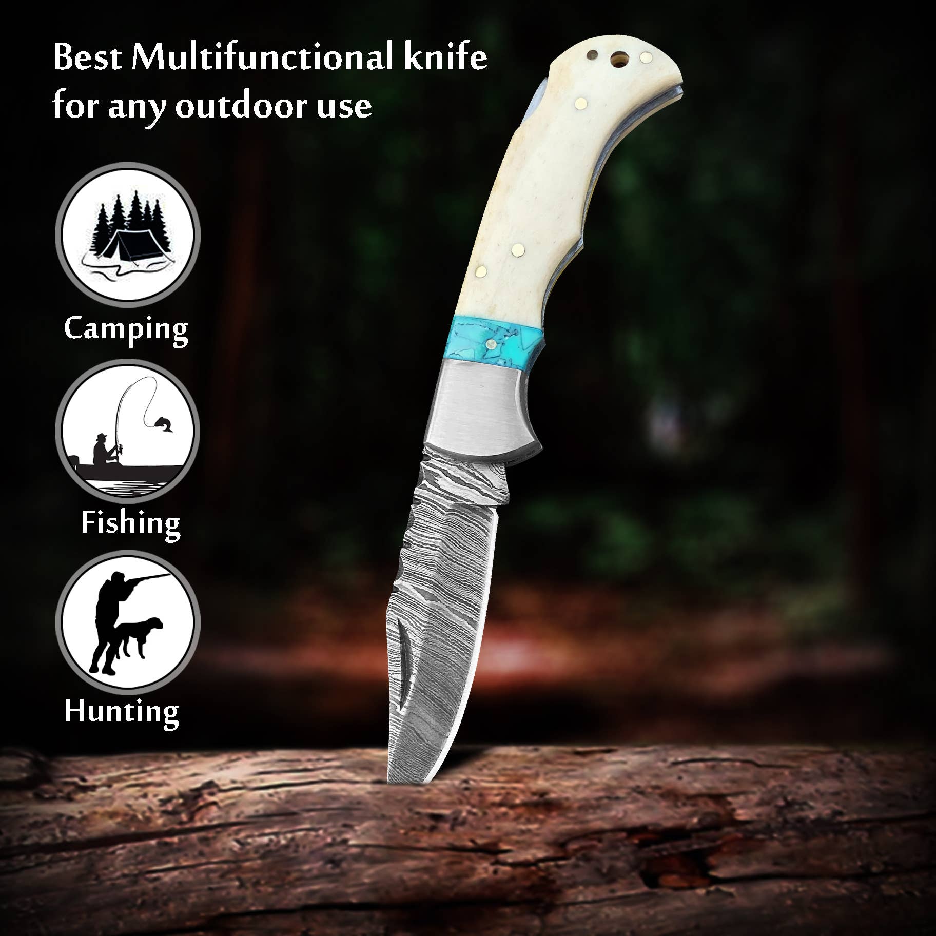 FH KNIVES – Engroshandel Lommekniv/holder – 6,5' Håndlavet damask foldekniv, Lommekniv5