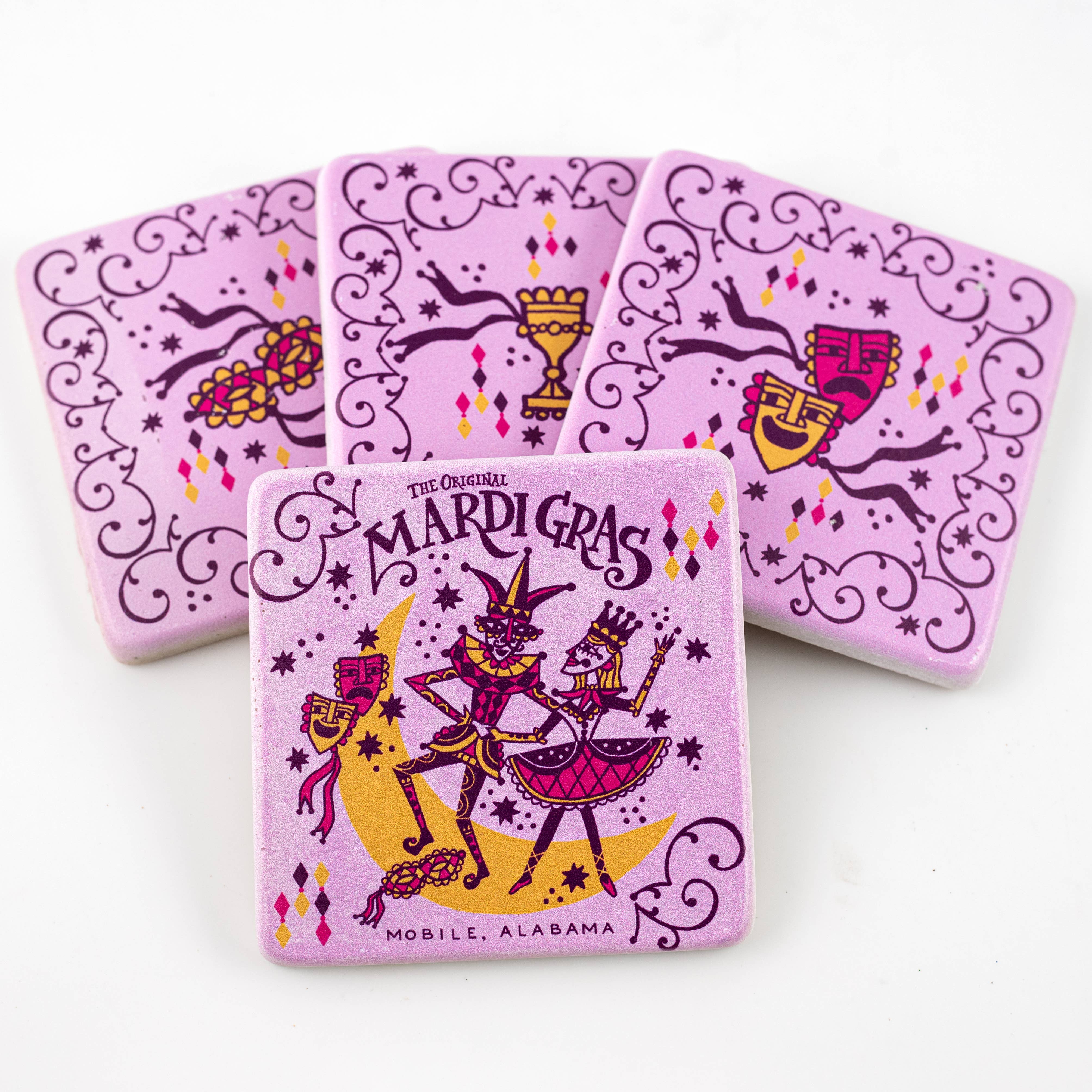 THE PARISH LINE - Wholesale Coasters - Coaster Set - Mobile Mardi Gras0
